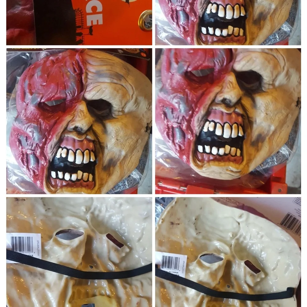 Two-Tone Horror Mask Rotten face mask soft vinyl ages 8+ new